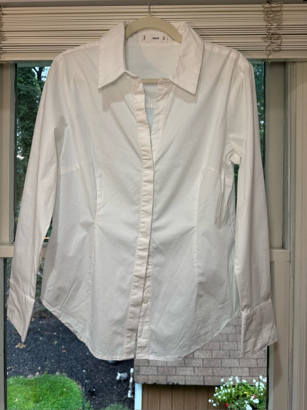Mango White Button-Down Shirt with Collar